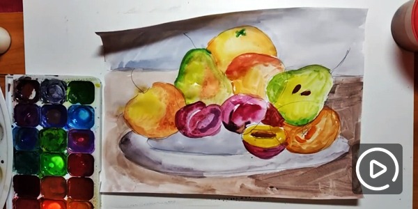 Рисуем натюрморт с фруктами